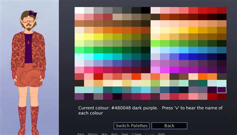 Click on a palette index (left) then click on a new colour (right) to change the palette. . Renpy sprite maker